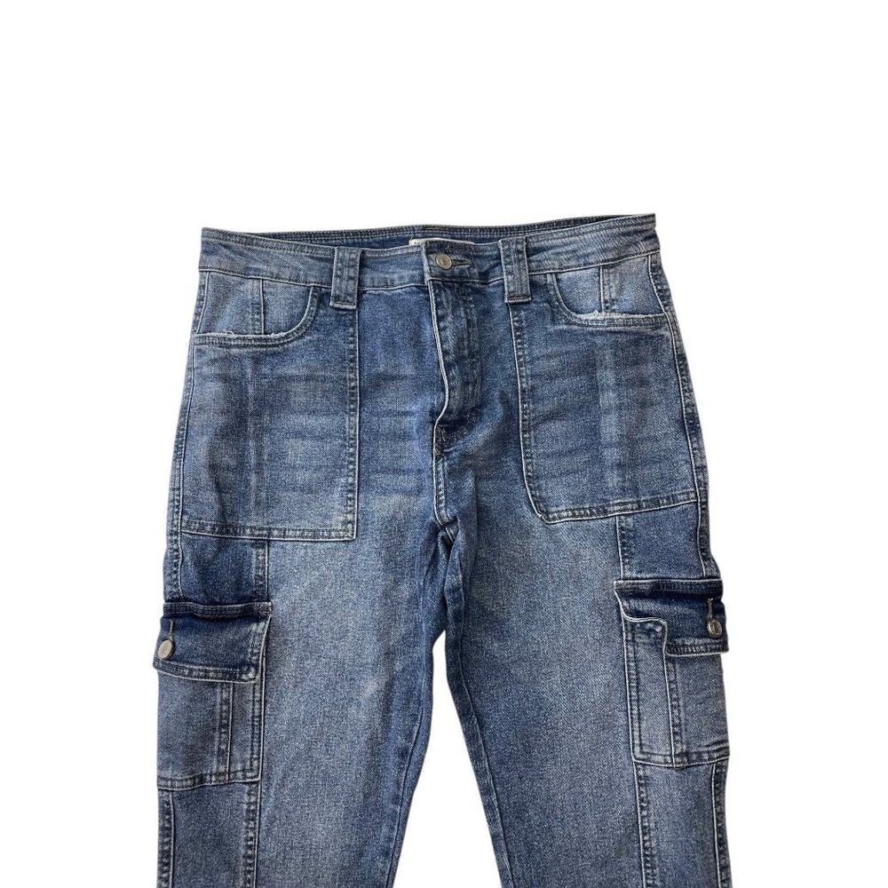 KanCan Womens Blue Denim Cargo Jeans W13/30 With Multiple Pockets & Relaxed Fit - Picture 3 of 10